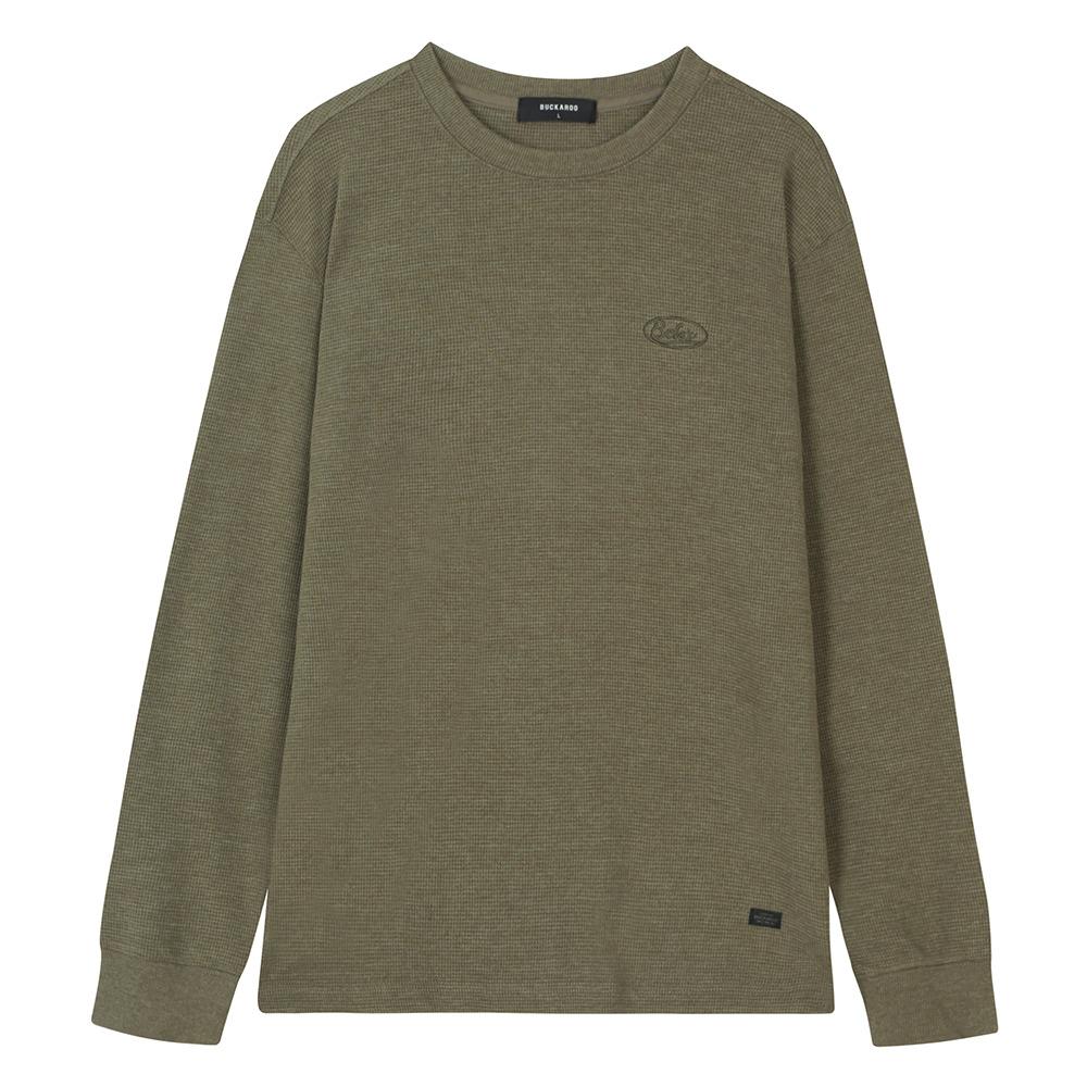 Burkeru Waffle Basic Round T-Shirt Khaki Khaki_L