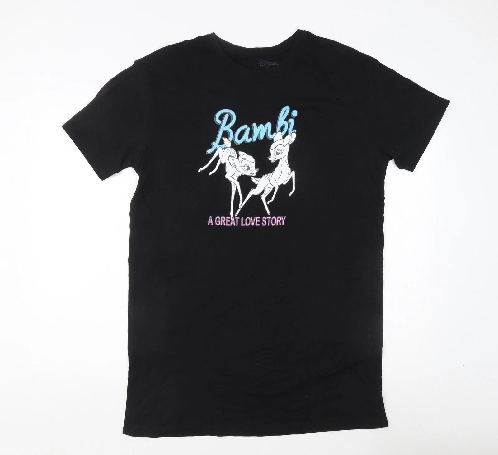 

Disney Teens Black Bambi T-Shirt Size 12 Crew Neck M