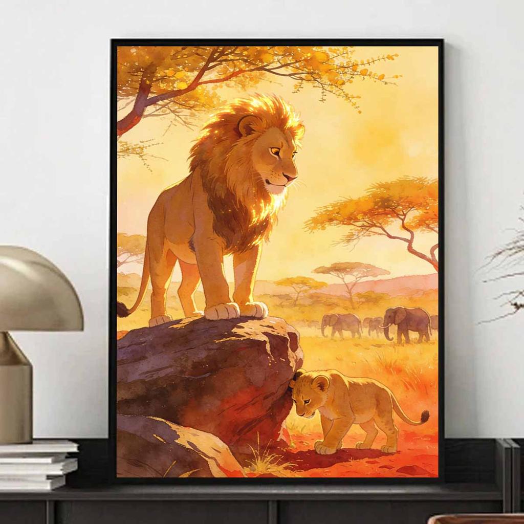 Disney Diamond Painting 5D DIY Full Circle Diamond Painting Kit Lion King Simba & Mufasa Home Bedroom Wall Decor Crafts