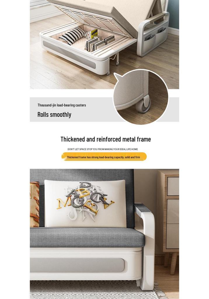 Compact Foldable Fabric Sofa Bed for Small Apartments - Comfortable and Space-Saving