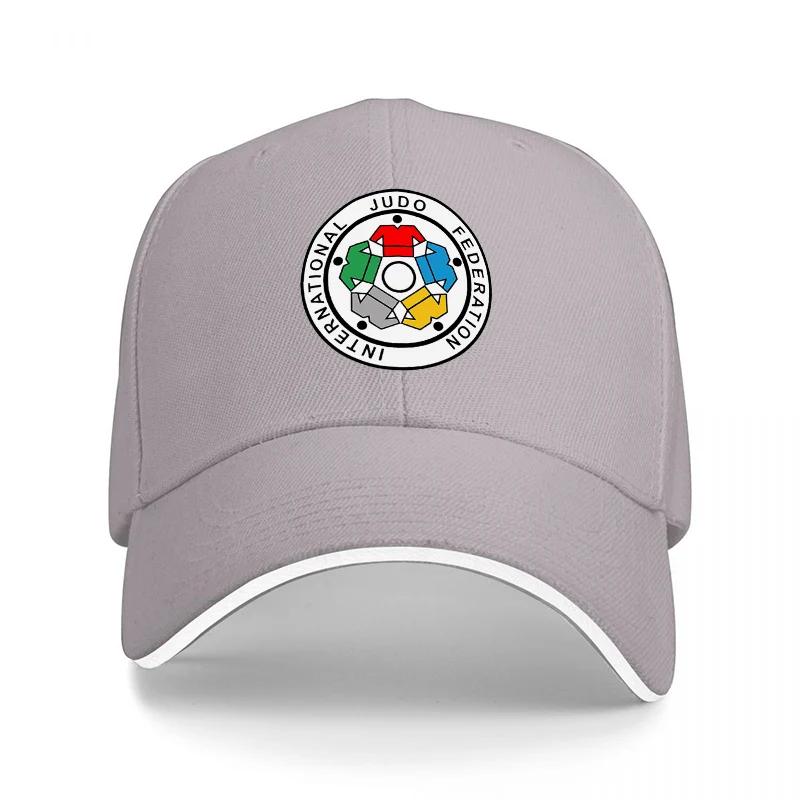Judo Federation Logo Baseball Cap Black Adjustable Hat with Colorful Emblem Design for Martial Arts Enthusiasts and Sports Fans