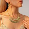 Two-piece Set of European and American Metal Sense Diamond-encrusted Round Fringed Ear Hook Collarbone Chain Medium Antique Niche Necklace