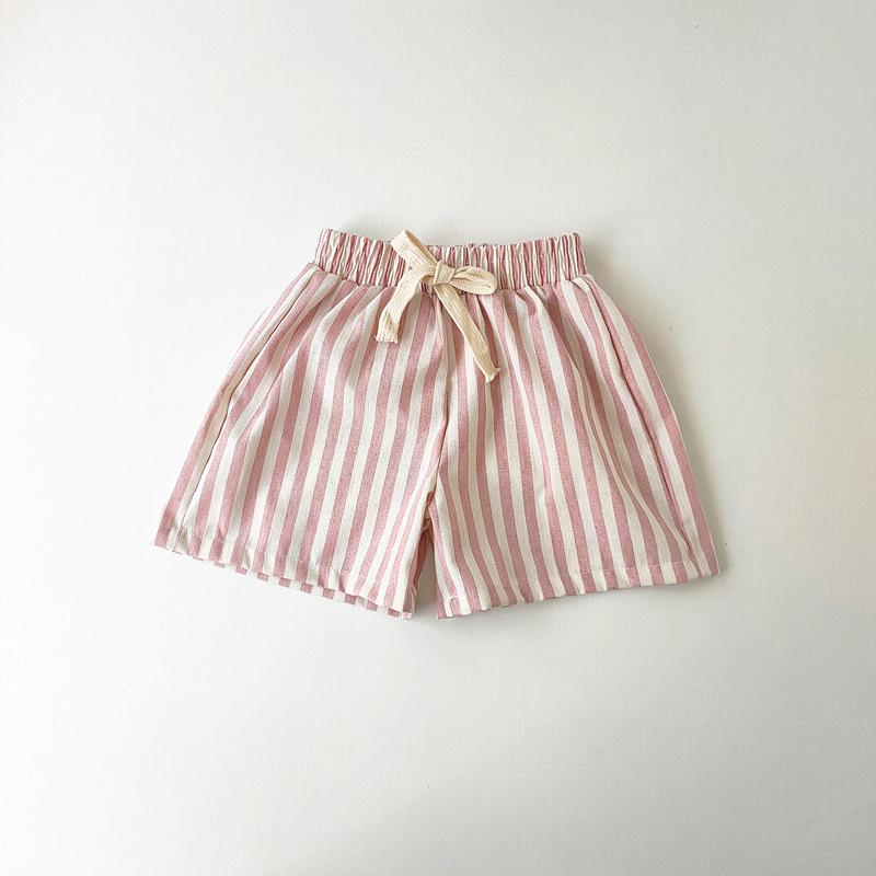 Children's Spring and Summer Striped Shorts Middle and Small Children Breathable Casual Loose Pants