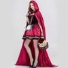 Plus Size Halloween Costume Cape Red Riding Hood Queen Outfit Cosplay Dress Women Game Role Play