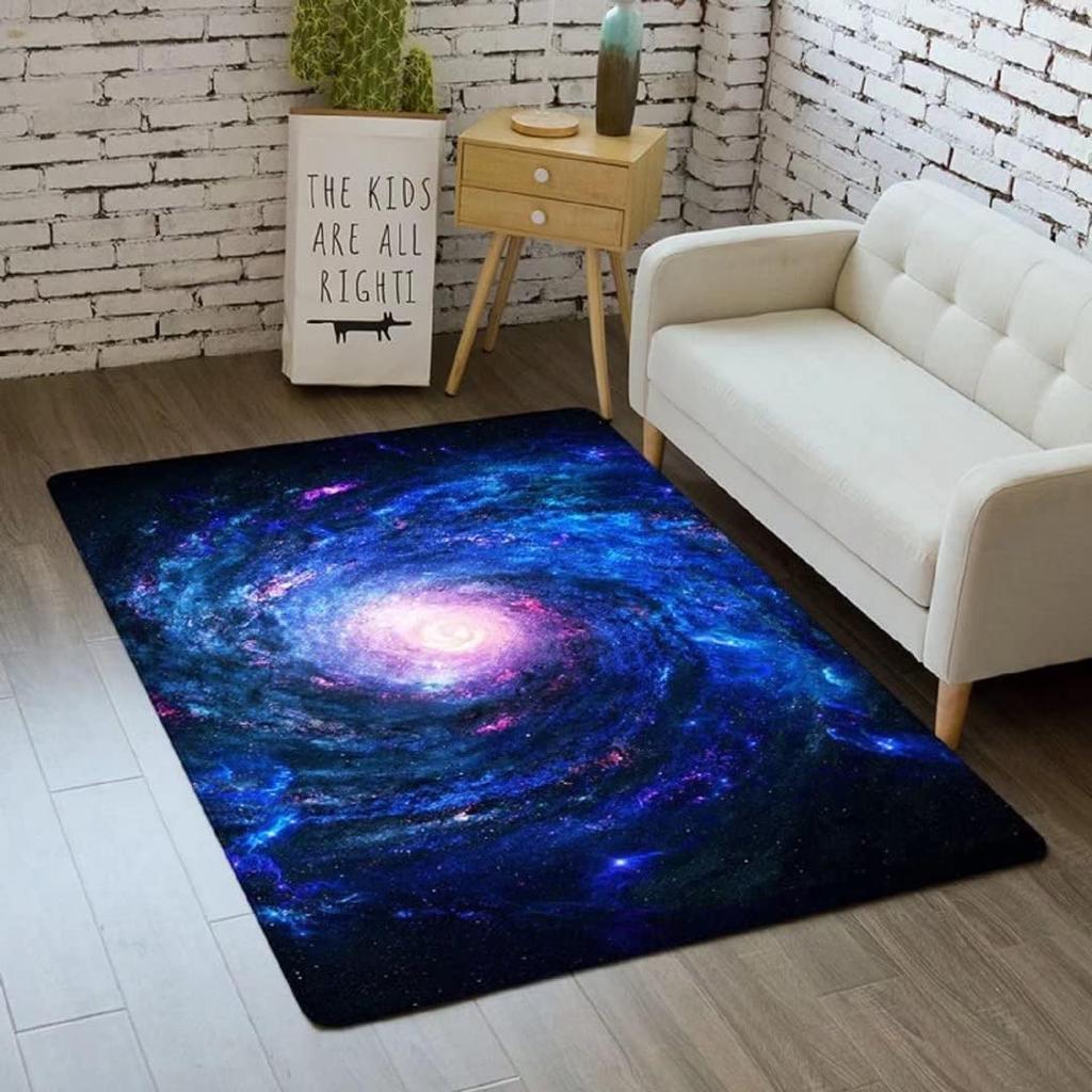 3D Galaxy Area Rug Outer Space Kitchen Floor Mat for Kids Boy Bedroom Non-Slip Nursery Crawling Carpet Dining Room Playroom Pads