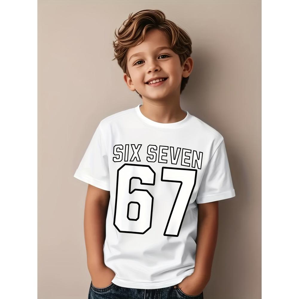 Six Seven Math Jokes Printed Fun Leisure Round Neck Summer Comfortable Children's T-shirt