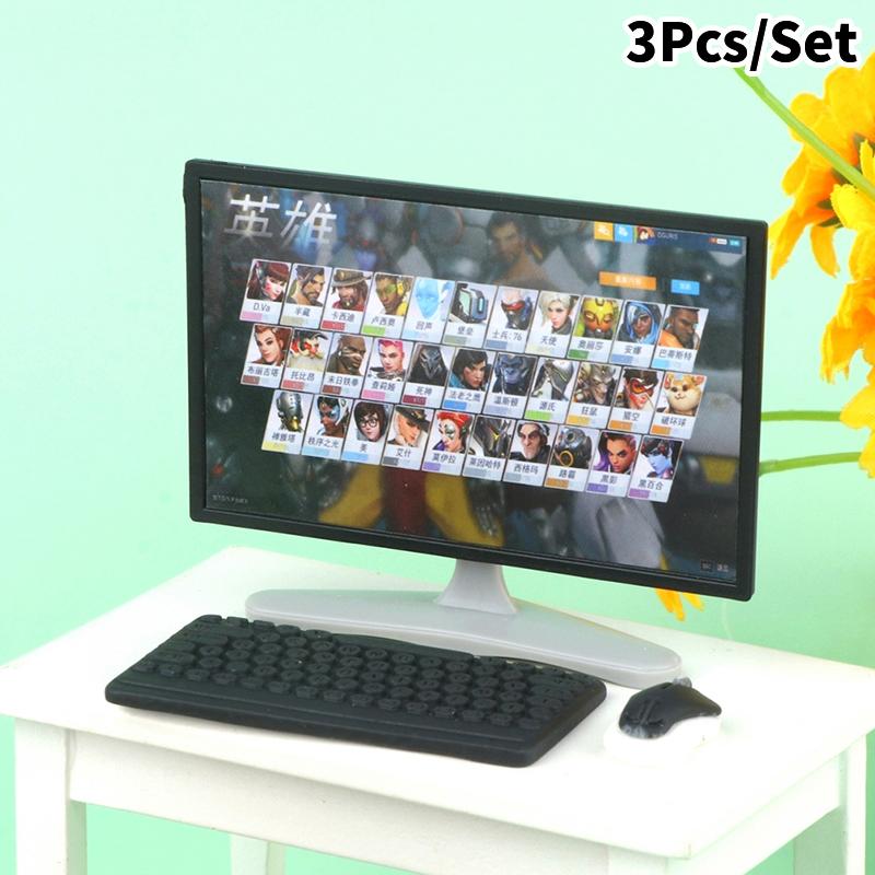 

1Комплект 1:12 кукольных миниатюрных настольных компьютеров, клавиатуры, мышки, телевизора, домашнего декора, игрушки чёрный