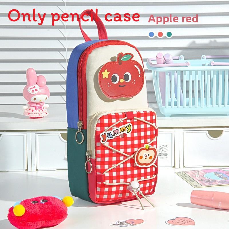 Korean Style Striped Stationery Bag With Large Capacity For Girls And Students