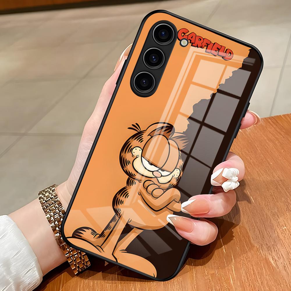 Funda de Teléfono Linda Gato G-GarfieldeS Para Samsung S26 S25 Edge Ultra S23 S22 S21 S20 Ultra Plus S24 Fe A54 A53 A25 Cubierta de Cristal