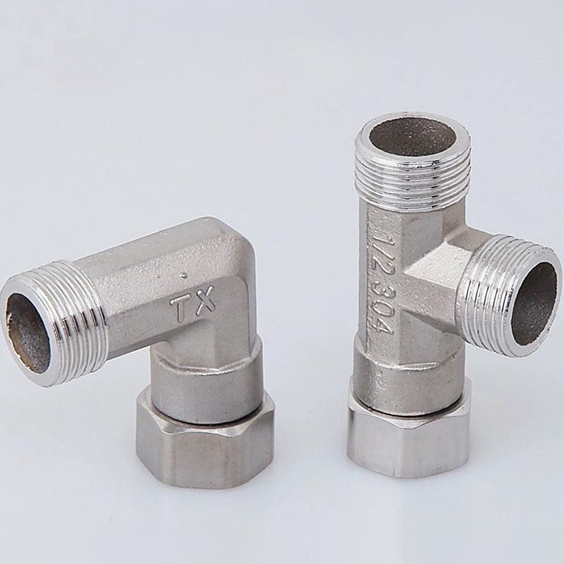 Stainless Steel T Adapter G1/ 2" T-Valve Diverter Valve Three Way Device Hole For Bath Bidet Sprayer Shower