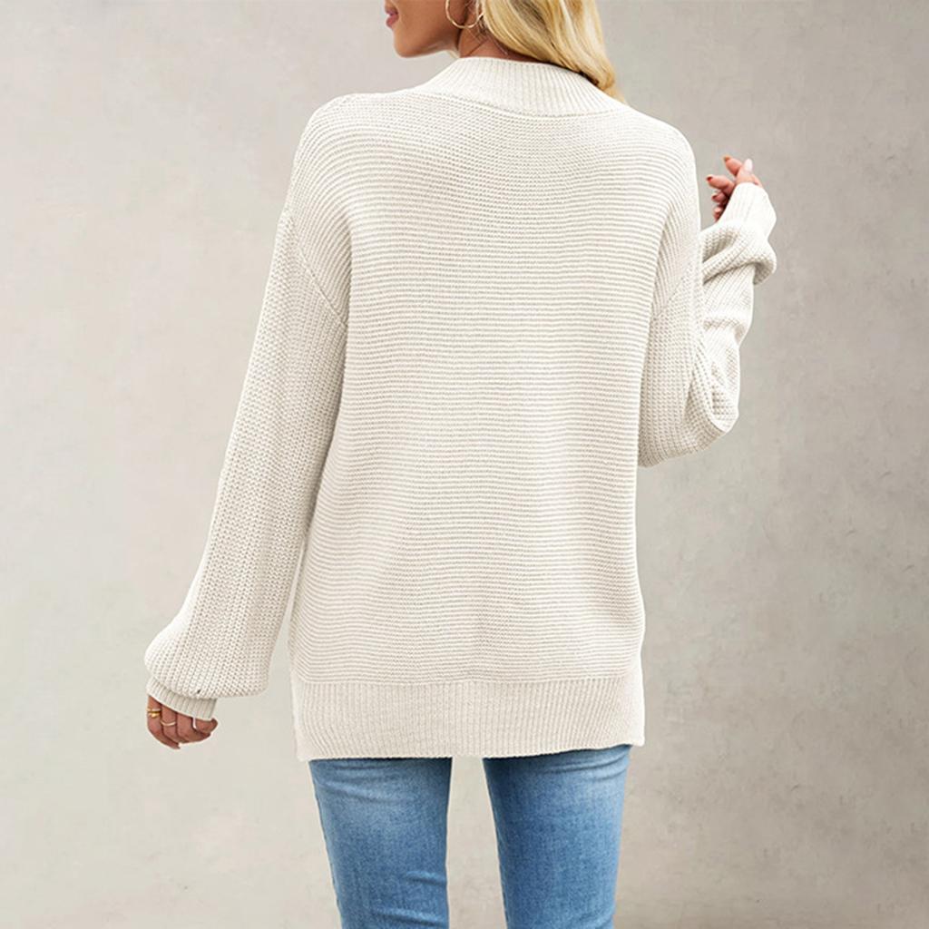Pull doux pour femme à col rond, manches longues, coupe décontractée, tricot ample, couleur unie