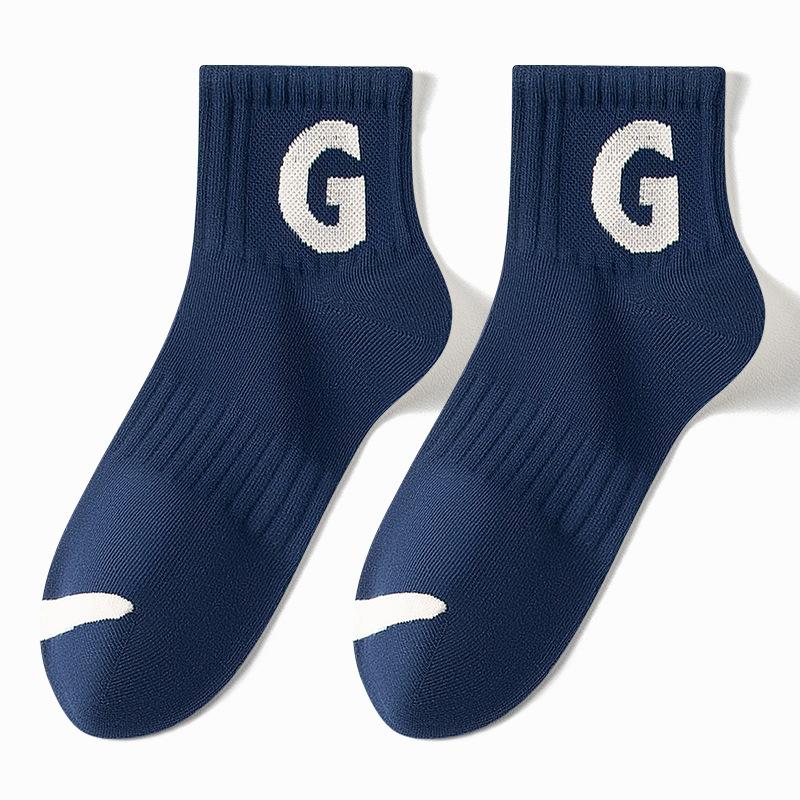 Men's and Women's Spring and Autumn Lettered Comfortable Antibacterial and Deodorizing Sports Short Socks