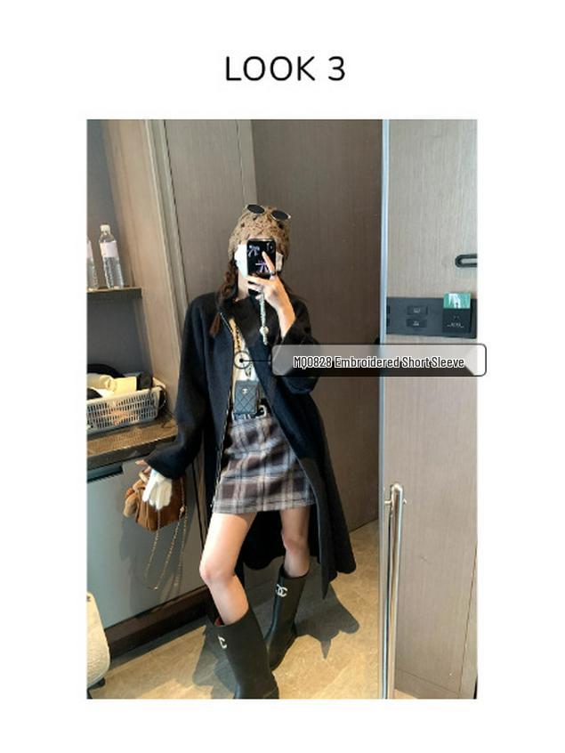 Moqie Retro Wool Plaid A-line Slimming Skirt MQ1000