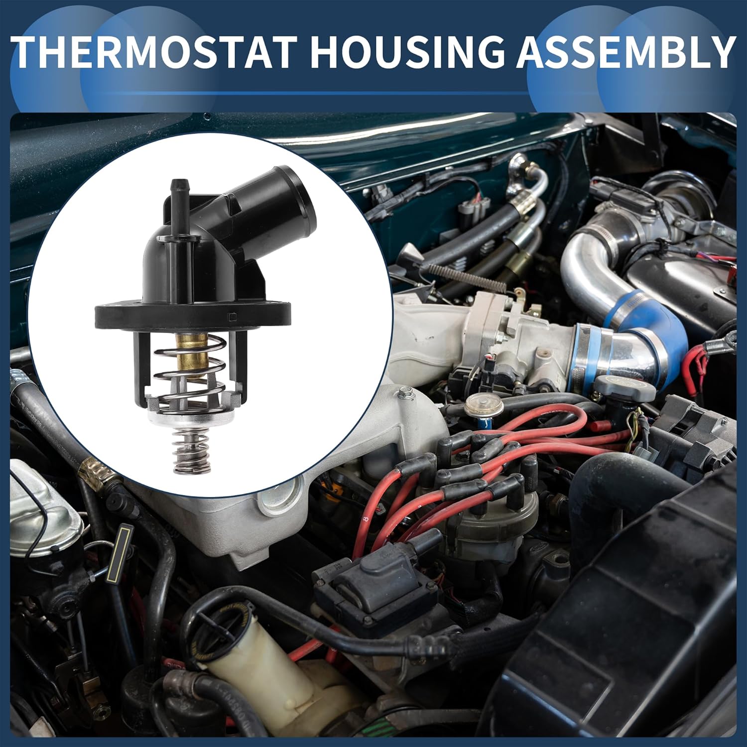 

Car Thermostat Inner Engine Coolant Thermostat Housing Assembly No.12674634 for Chevrolet Corvette 6.2L V8 2015-2019 Plastic Black Durable