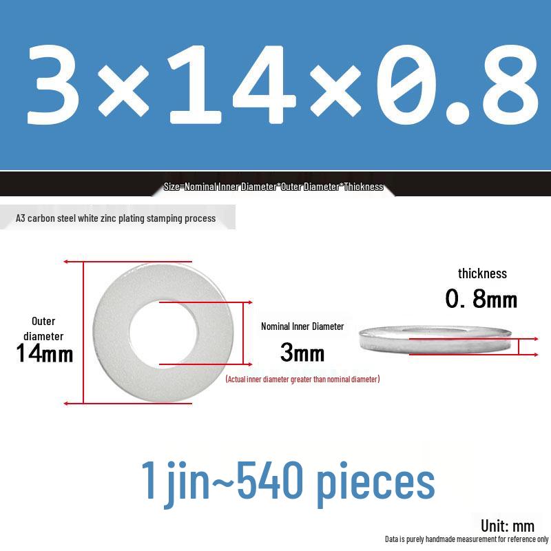 Extra Thick Galvanized Iron Flat Washer, Round, M3-M62