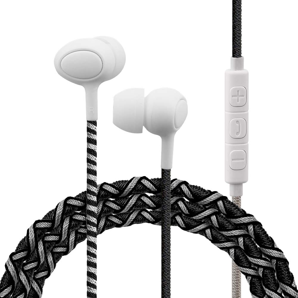 URIZONS Nylon Braided Dophone Wired Earphones Earphones Lighting With Mic Controller Noise Isolation Suitable for IP Max Tangle-Free - 12/mini/Pro/Pro