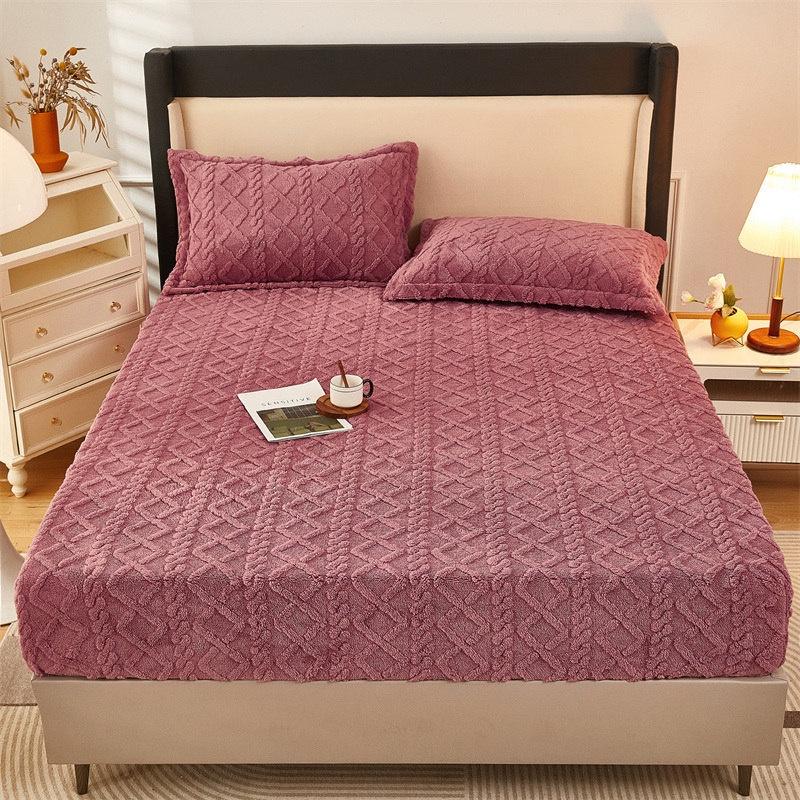 Gaoke Heavy Tafu Fleece Fitted Sheet, Bedcover, Single Piece Cotton Clip Mattress Protective Cover, Winter Fitted Sheet, Single Piece