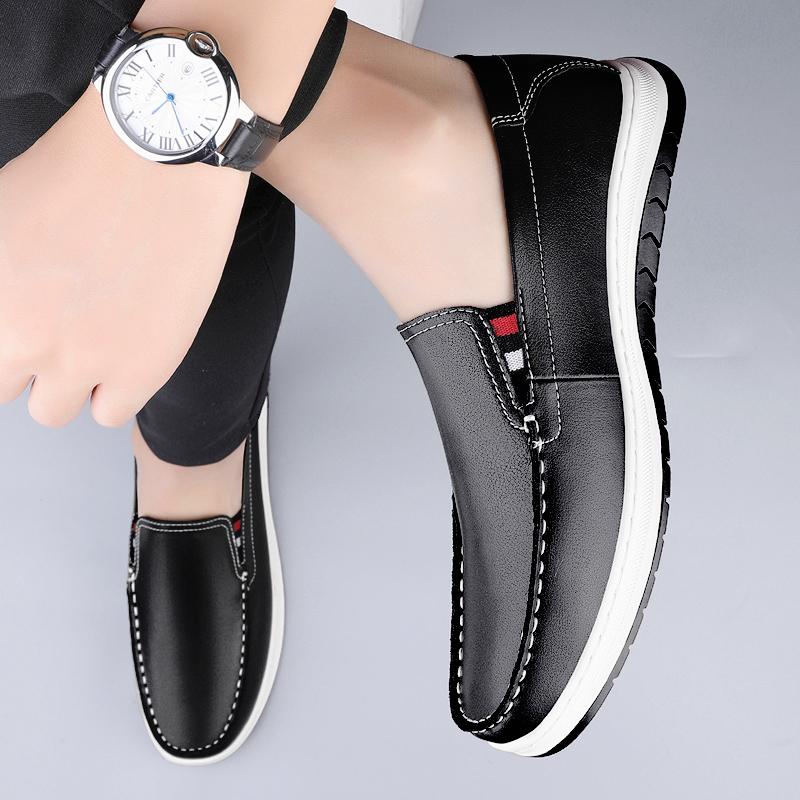 Fashion High Quality Split Leather Loafers Fashion Soft Soles Comfortable Business Office Shoes Men Slip-on Flat Bottomed Driving Shoes