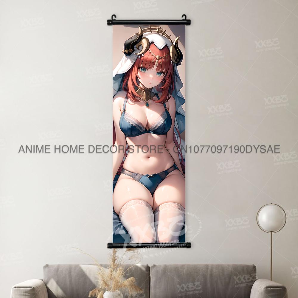 Genshin Impact Game Posters Xiangling Scrolls Picture Yaoyao Decorative Paintings Yun Jin Anime Home Decor Layla Wall Artwork