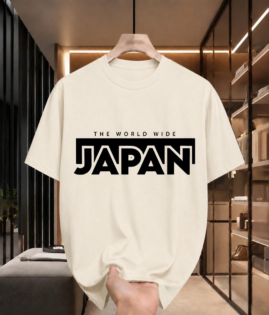 2026 New Arrival Pure Cotton Tshirt The World Wide Japan Letter Print Crew Neck Trendy Unisex Top Casual Short Sleeve