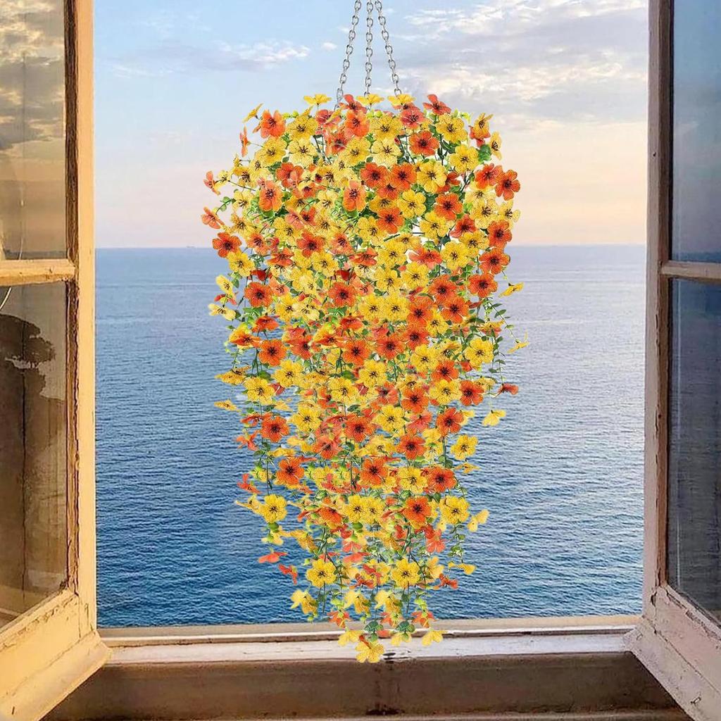 75cm  Artificial Morning Glory Wall Hanging Faux Violet Plants Vibrant Vines for Home Garden Wedding Decor