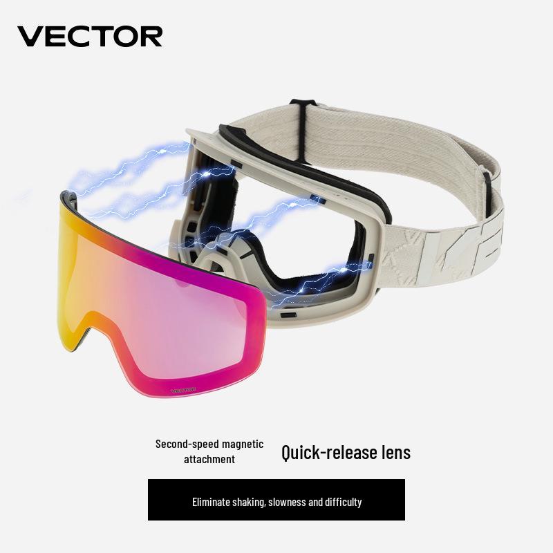 VECTOR Wanketu Magnetic Ski Goggles, Anti-fog, Myopia-Friendly, Helmet-Compatible for Men & Women