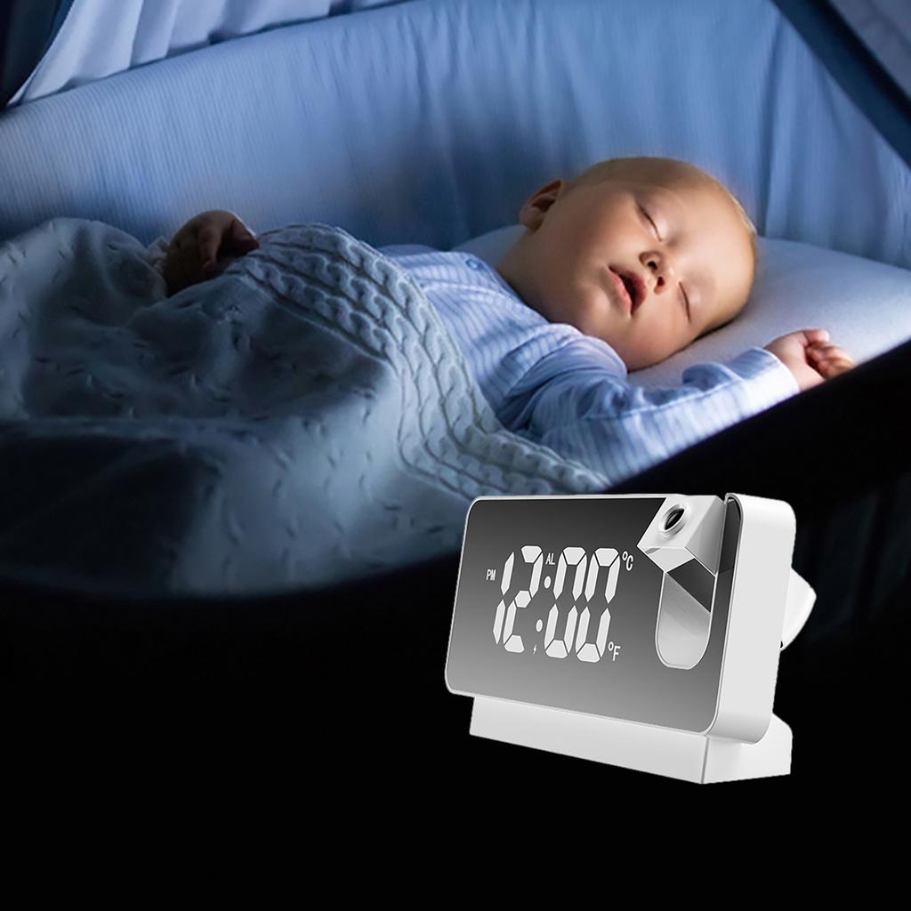 Projection Alarm Clock Large Display Versatile Silent Luminous Design USB Bedside Digital Projection Alarm Clock for Home Bedroom