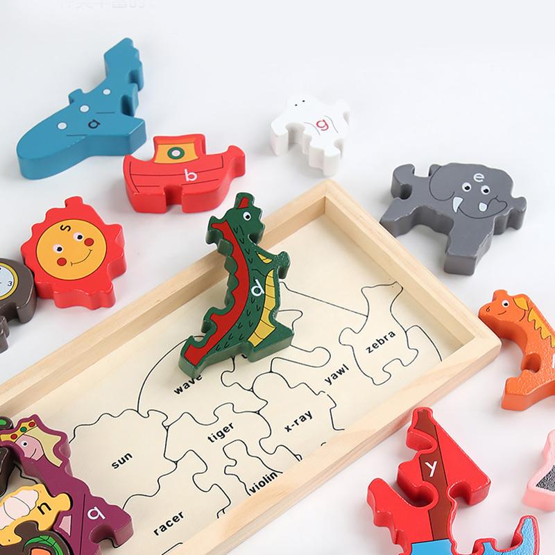 Big Wooden Animal Blocks Sensory Kids Montessori Toys Shape Matching Balance Stacking Games Fine Motor Thinking Educational Toys