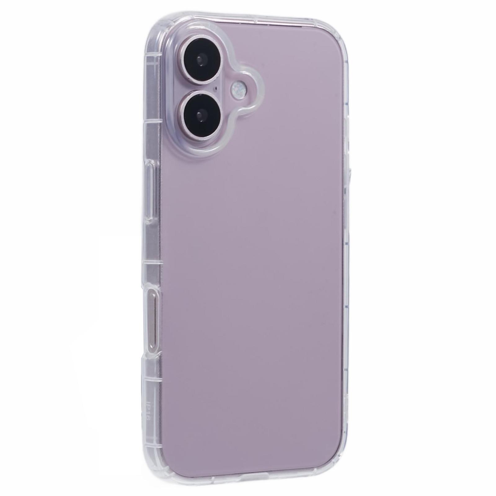 

For iPhone 16 Clear Case Anti-Drop TPU Phone Cover (Big Rear Lens Hole)