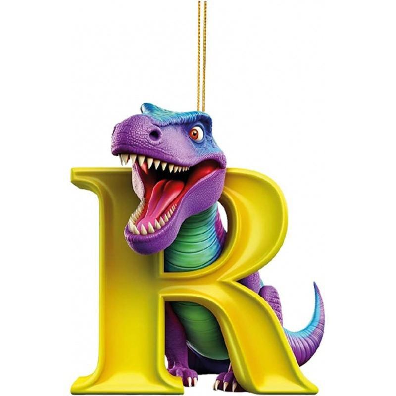 1ks vánoční dinosauří ozdoby 26 písmen kreslený přívěsek 2D plochý akrylový materiál dinosauří figurky závěsná vánoční párty dekorace, ideální pro domácnost