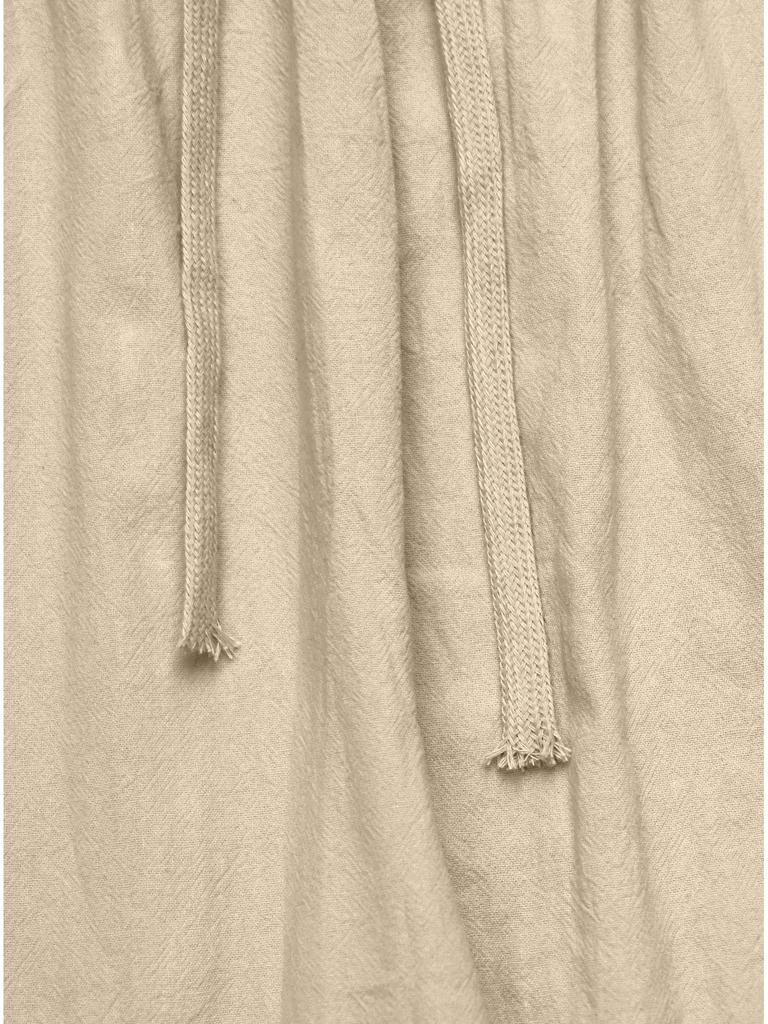 Men's Linen Loose Casual Sports Pants with Pockets and Drawstring - Solid Color Trendy Business Pants