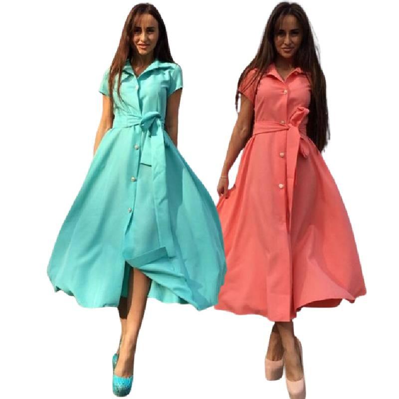 Elegante Abito Lungo da Donna con Opzioni Colorate in Tessuto Misto Cotone per l'Estate