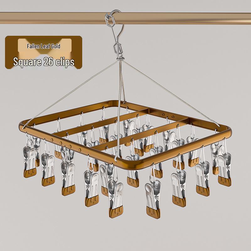 Aluminum Alloy Multi-functional Clothes Drying Rack with Clips for Balcony Storage