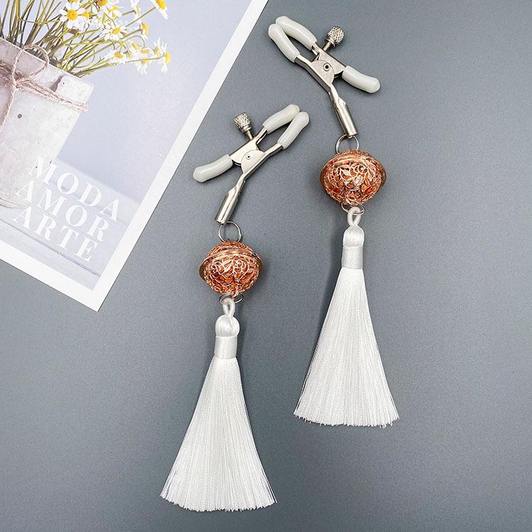 Tassel Palace: Wearable Nipple Clamps with Charms - Erotic SM Accessories for Women