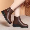 4cm Comfortable Fashion Flat Platform Shoes Winter Snow Boots 2025 Med Heels Soft Leather Short Fur Plush Ankle Botas Office Mom