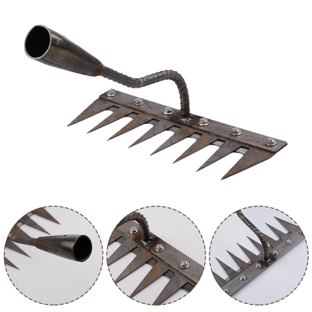 5/6/7/8 Teeth Carbon Steel Garden Weeding Rake Weeding Soil Loosening Tools Dethatching Rake for Gardening Harrow Farm Tools