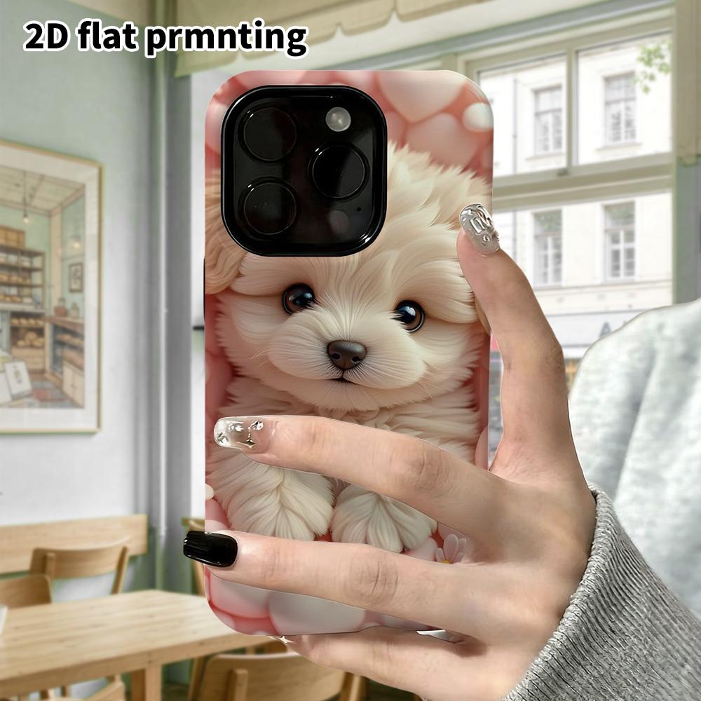 Phone Case: 2D Flat Samsung Galaxy A34 A35 M05 M06 S20 S22 S21 FE Plus 5G Protective Case, Cream Puppy, Perfect Christmas and Halloween Holiday Gift