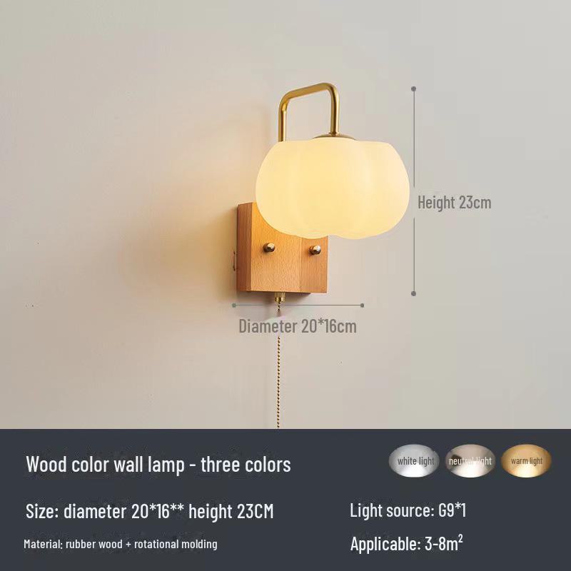 Japanese-Style Retro Log Wall Lamp for Bedroom, Living Room, or Corridor