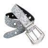 Glittering Oval Buckle Belt for Women Men Unisex Sequins Waistband All Matching PU Belt for Everyday Use Various Outfit