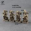 Vintage Copper Four Law Enforcement God Buddha Statue Keychains Pendants Small Ornaments Lucky Home Decor Desktop Decorations