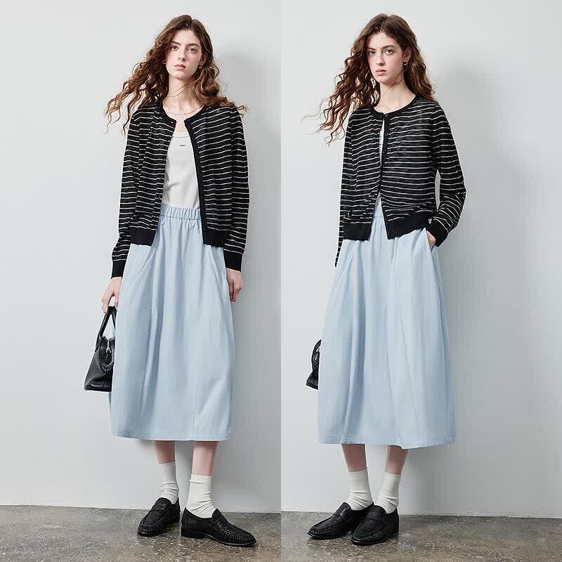 Chuyu Women's Striped Knit Cardigan
