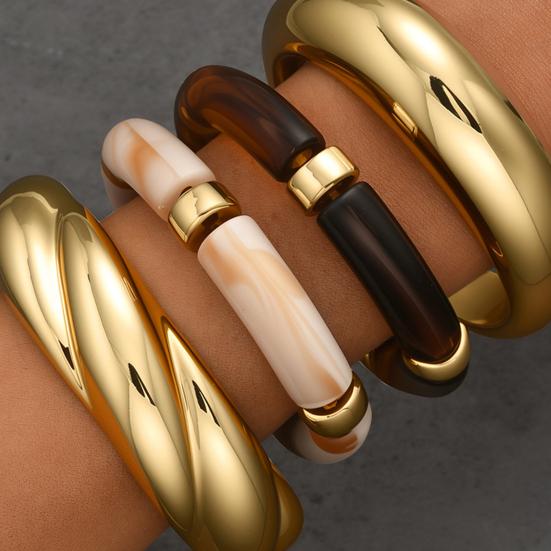 Set da 4 Pezzi Braccialetti da Donna Apribili Regolabili Metallo ad Alta Lucidatura Braccialetti Stratificati Resistenti all'Usura Braccialetti Impilabili Gioielli da Polso