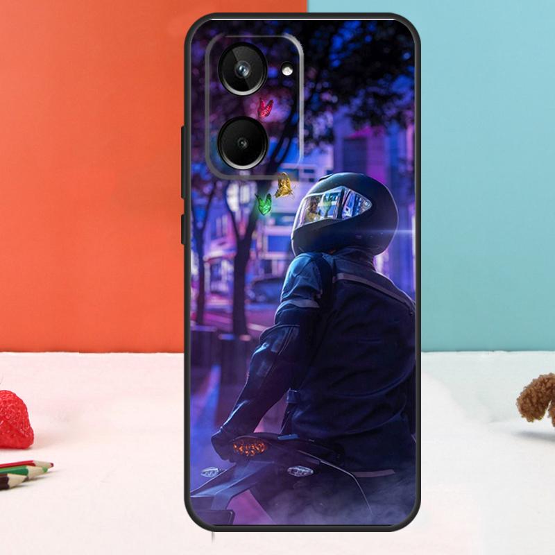 Neon Motorcycle Biker For Realme 10 11 12 Pro Plus GT Neo5 C11 C30 C31 C33 C35 C25s C21Y C51 C55 C53 GT5 Pro Case