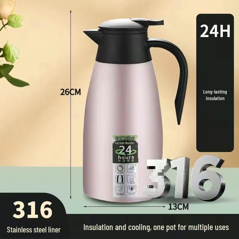 2L Large Capacity Vacuum Insulated 316 Stainless Steel Thermos Flask Kettle