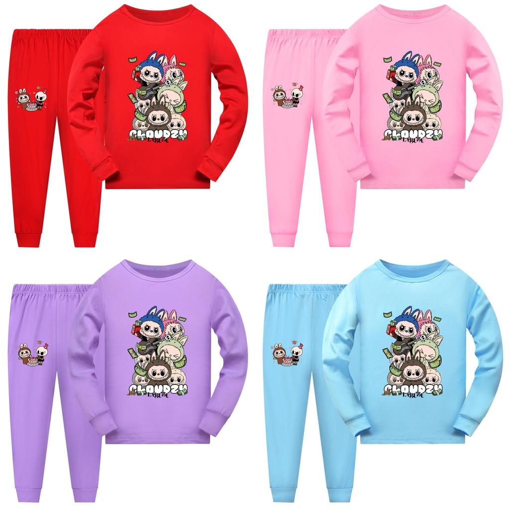 Labubu Kids Short Sleeve Short Pants Pajama Set With Cotton Fabric For Children