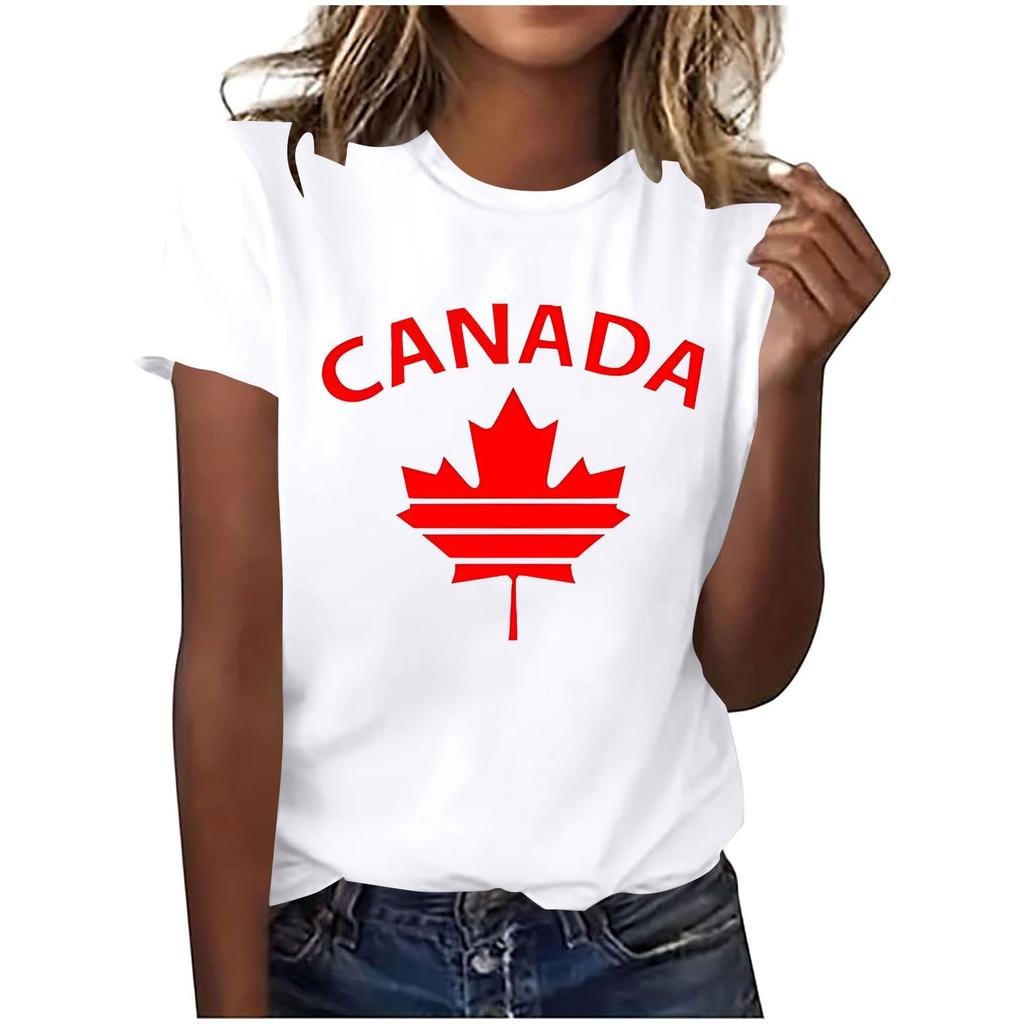 Damen Mode Lässiges Oberteil mit Ahornblatt-Print