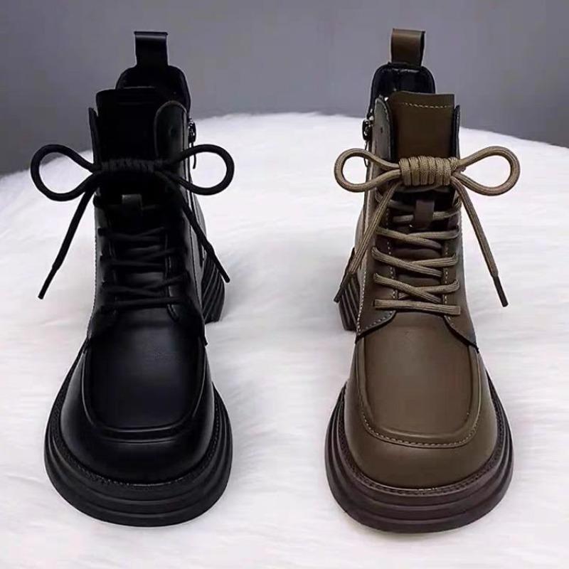 Premium thick-soled Martin boots women's campus style autumn and winter new thin short boots versatile leather boots
