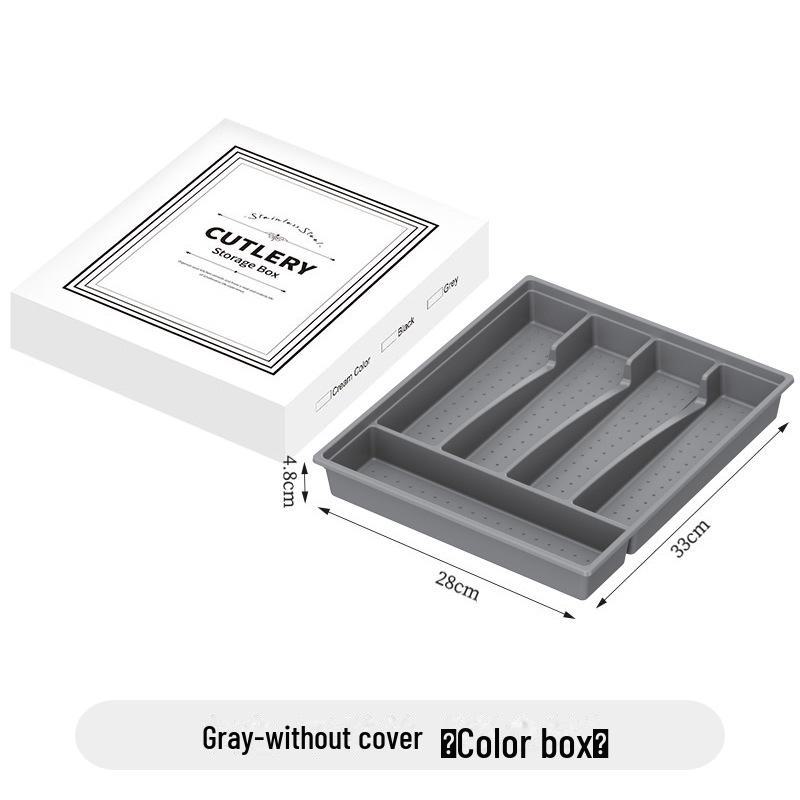 Transparent Multi-Grid Kitchen Storage Box with Lid: Organizer for Chopsticks & Cutlery