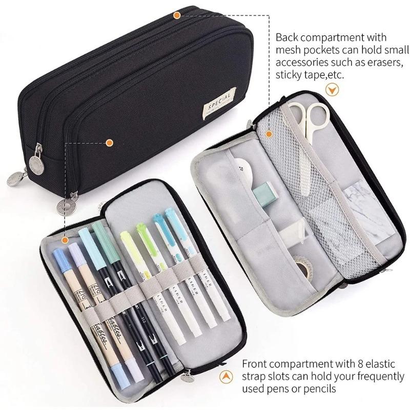 Kawaii Federmäppchen, großer Stauraum, 3 Fächer, beidseitig geöffnet, für Schüler, Schreibwaren, Schreibtisch-Organizer, Schulbedarf