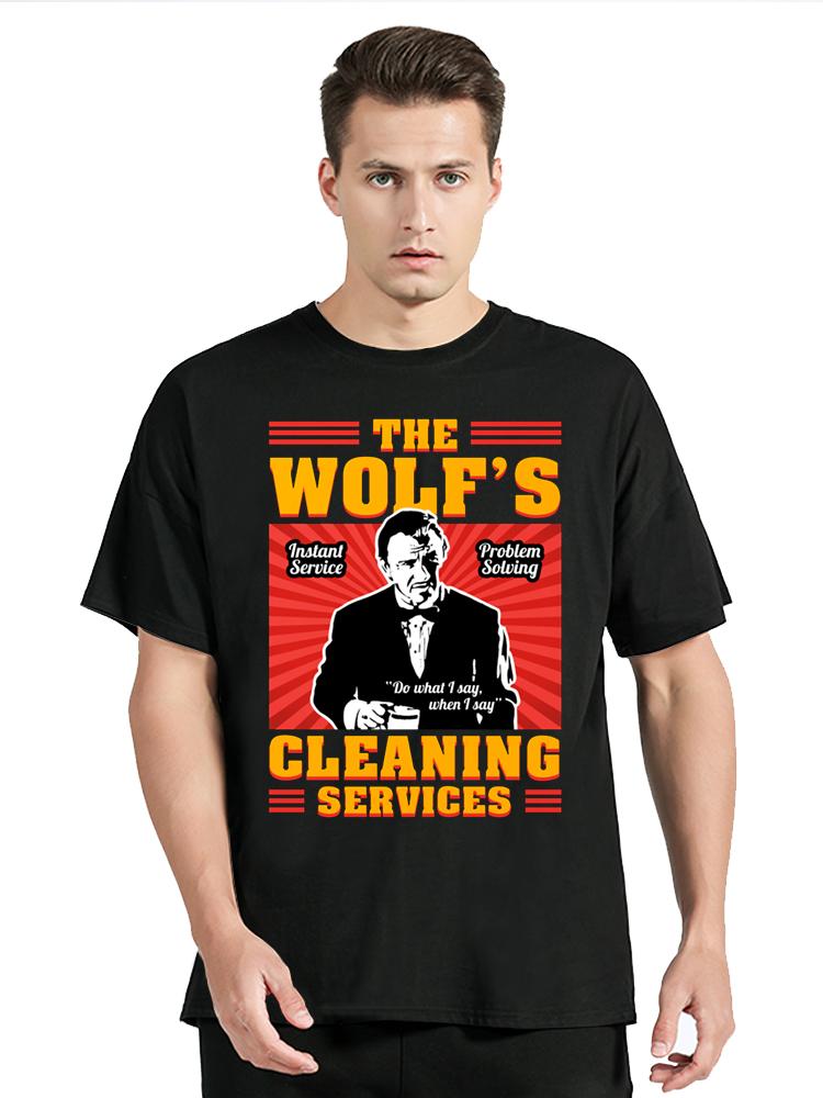 

Movie Pulp Fiction The Wolf Vintage T-Shirt Men s Clothing Oversized Tshirt Harajuku Short Sleeve Casual Cotton T Shirt New T... S разноцветный